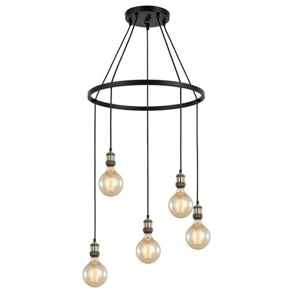 Woodbridge Lighting Fulton G125 5-Light Metal Chandelier in Antique Brass/Bronze