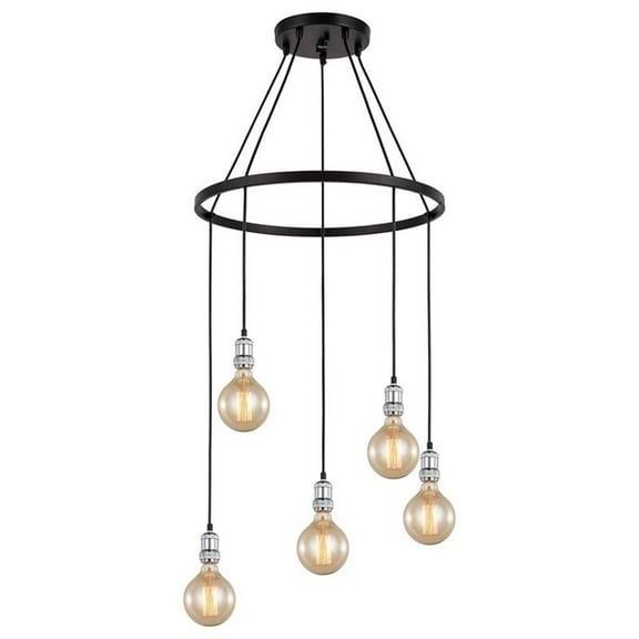 Woodbridge Lighting Fulton G125 5-Light Metal Chandelier in Chrome/Bronze