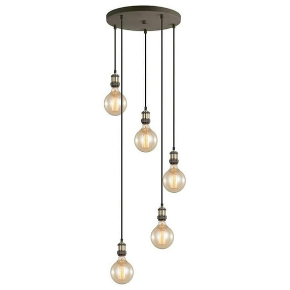 Woodbridge Lighting Fulton G125 5-Light Metal Cluster Pendant in Bronze/Brass