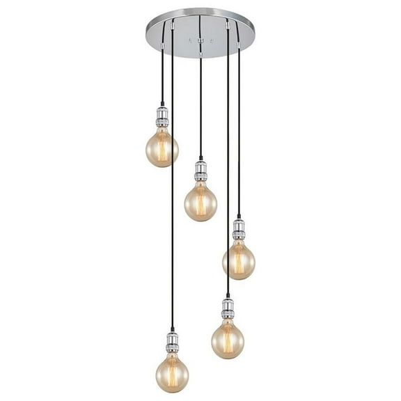 Woodbridge Lighting Fulton G125 5-Light Metal Cluster Pendant in Chrome