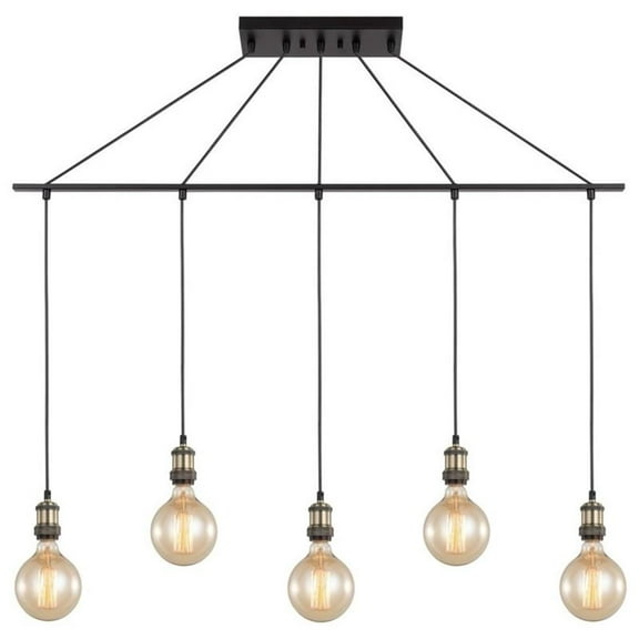 Woodbridge Lighting Fulton G125 5-Light Metal Linear Pendant in Bronze/Brass