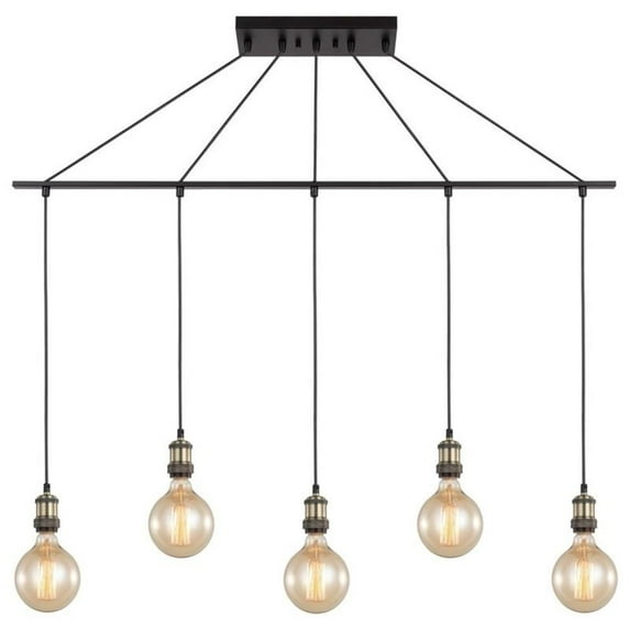 Woodbridge Lighting Fulton G125 5-Light Metal Linear Pendant in Bronze/Brass