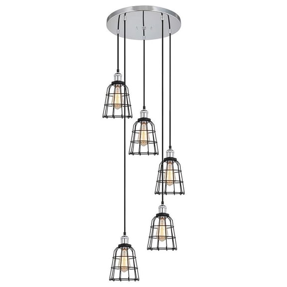 Woodbridge Lighting Fulton ST64 5-Light Metal Cluster Pendant in Chrome