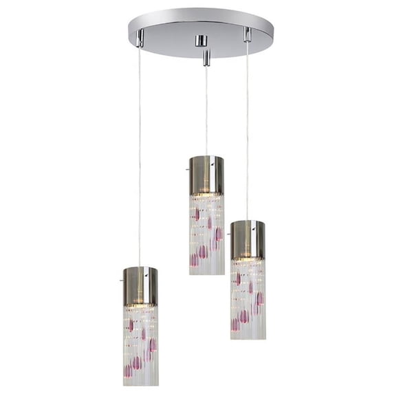 Woodbridge Lighting Gem 3-Light Metal LED Pendant with String in Amethyst Purple