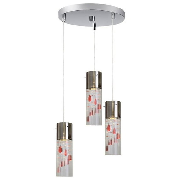 Woodbridge Lighting Gem 3-Light Metal LED Pendant with Strings in Rudy Red