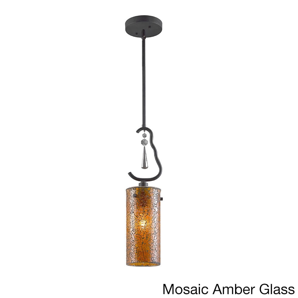 Amber Glass and Black Steel Mini Pendant Light