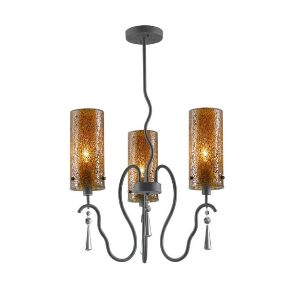 Woodbridge Lighting Haley 3-Light Chandelier in Black/Gray Cylindrical Shade