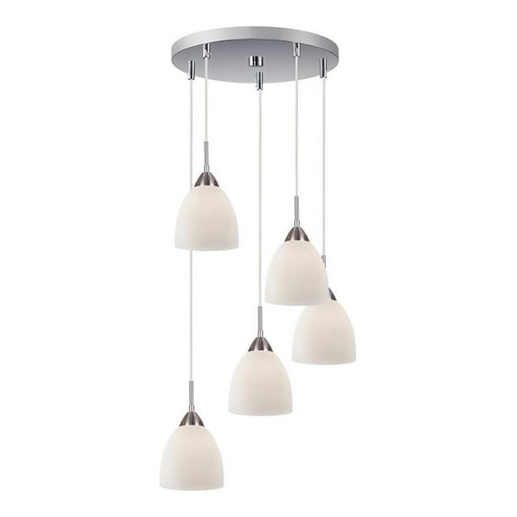 Woodbridge Lighting Hampton Ridge Cluster Pendant in Satin Nickel/Opal Glass