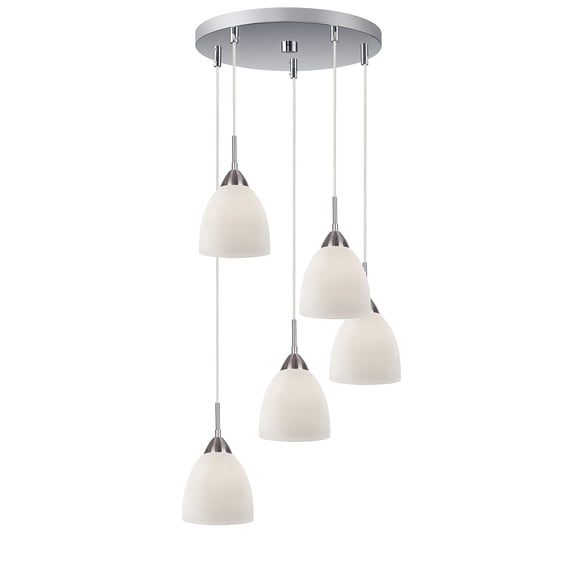 Woodbridge Lighting Hampton Ridge Cluster Pendant in Satin Nickel/Opal Glass