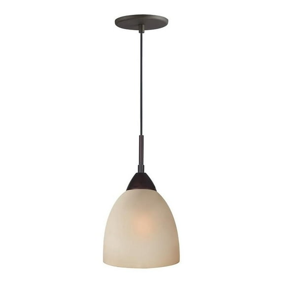 Woodbridge Lighting Hampton Ridge Mini Pendant in Bronze/Light Brown Glass