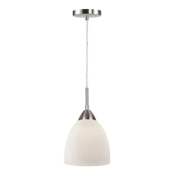 Woodbridge Lighting Hampton Ridge Mini Pendant in Satin Nickel/Opal Glass