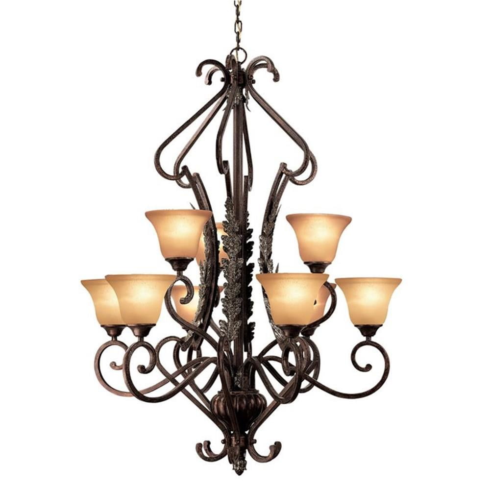 Woodbridge Lighting Hawthorne 9-Light Metal Chandelier in Aged Bark Brown