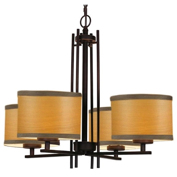 Woodbridge Lighting Hudson 4-light Metal & Veneer Chandelier in Bronze/Nougat