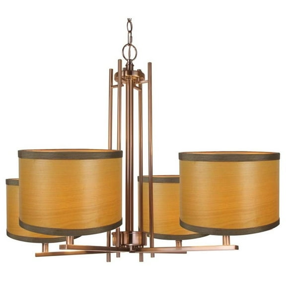 Woodbridge Lighting Hudson 4-light Metal & Veneer Chandelier in Nickel/Nougat