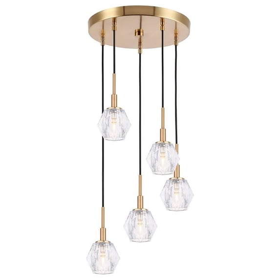 Woodbridge Lighting Jewel 5-Light Metal Cluster Pendant in Brass