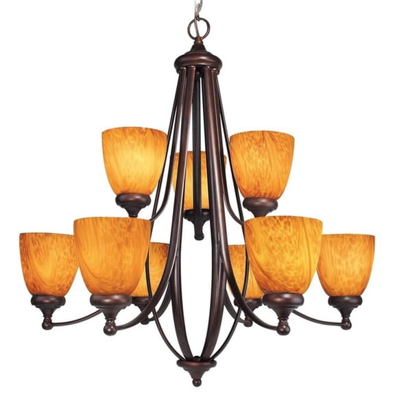 Woodbridge Lighting Kenshaw 9-Light Metal Chandelier in Bordeaux Brown
