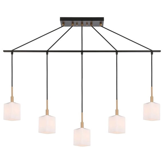 Woodbridge Lighting Langston 5-Light LED Metal Linear Pendant in Bronze/Brass