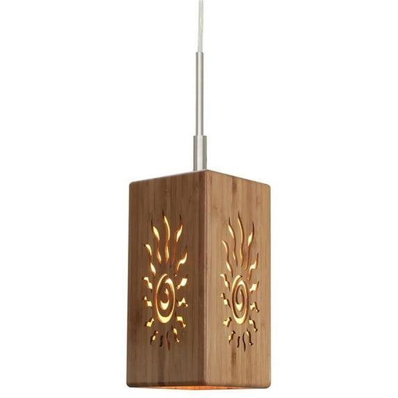 Woodbridge Lighting Light House Radiance Small Bamboo Pendant in Nickel/Natural