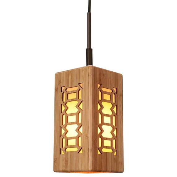 Woodbridge Lighting Light House Triune Small Bamboo Pendant in Bronze/Natural