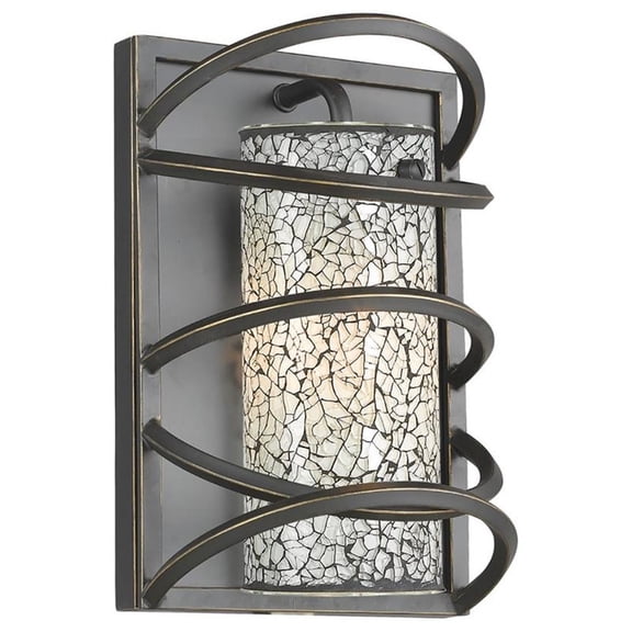 Woodbridge Lighting Loop 1-light Steel & Glass Wall Sconce in Black/White Mosaic