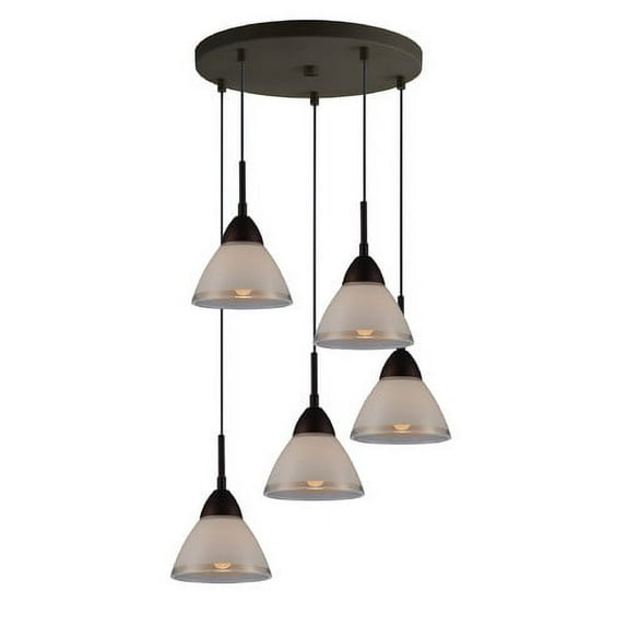 Woodbridge Lighting Lucia 16" 5-light Steel & Glass Pendant in Bronze