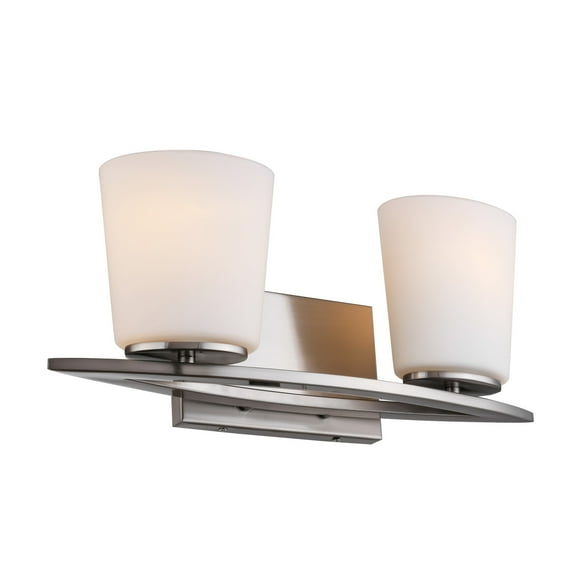 Woodbridge Lighting Meridian 2-Light Steel and Glass Bath Light in Satin Nickel