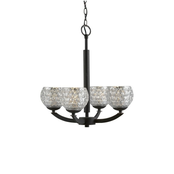 Woodbridge Lighting Mirage 4-Light Glass Chandelier in Bronze/Mercury