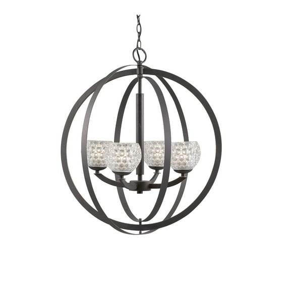 Woodbridge Lighting Mirage 4-light Glass Pendant Chandelier in Clear/Bronze