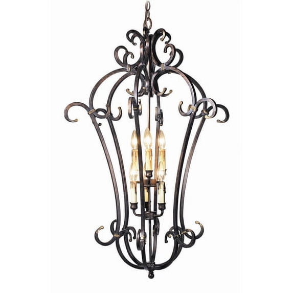 Woodbridge Lighting Montgomery 6-Light Steel Large Foyer Light in Auburn Brown