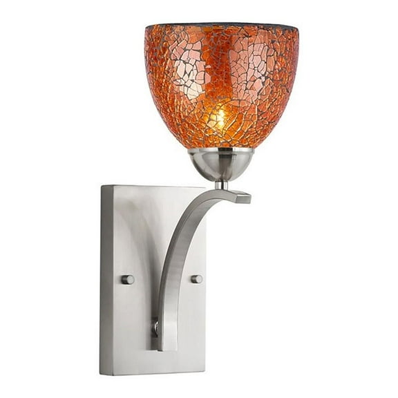 Woodbridge Lighting North Bay 1 Light Wall Sconce in Satin Nickel/Mosaic Amber
