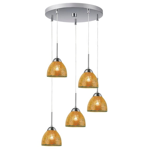 Woodbridge Lighting North Bay 5-Light Bell Metal Pendants in Nickel/Amber Orange