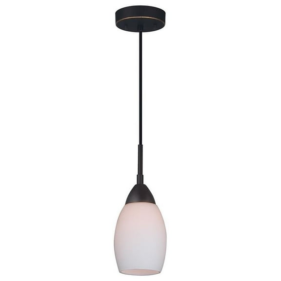 Woodbridge Lighting Olivia 1-Light Glass Mini-Pendant in Bronze/Opal