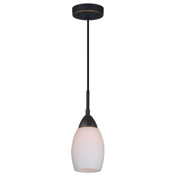 Woodbridge Lighting Olivia 1-Light Glass Mini-Pendant in Bronze/Opal