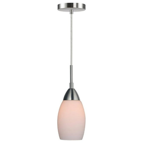 Woodbridge Lighting Olivia 1-Light Glass Mini-Pendant in Satin Nickel/Opal