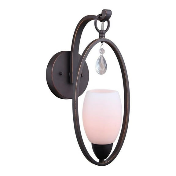 Woodbridge Lighting Olivia 1 Light Steel/Glass Wall Sconce in Bronze/Opal