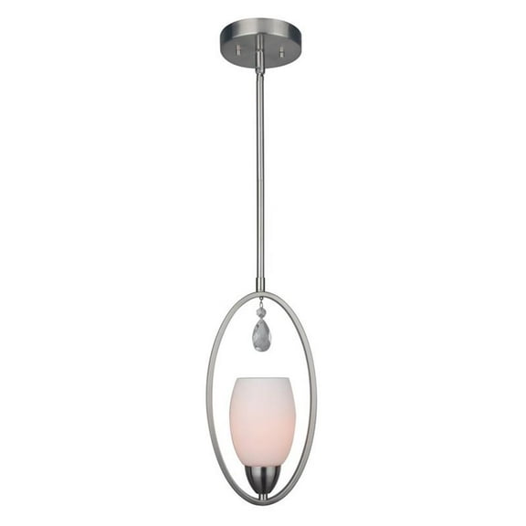 Woodbridge Lighting Olivia 7" 1-Light Glass Mini-Pendant in Satin Nickel