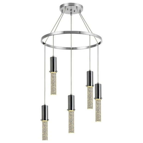 Woodbridge Lighting Pixie 5-Light Glass Chandelier in Chrome
