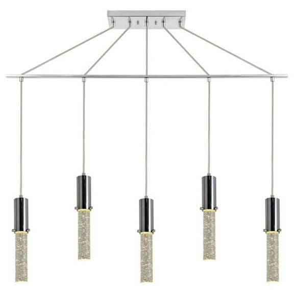 Woodbridge Lighting Pixie 5-Light Glass Linear Pendant in Chrome