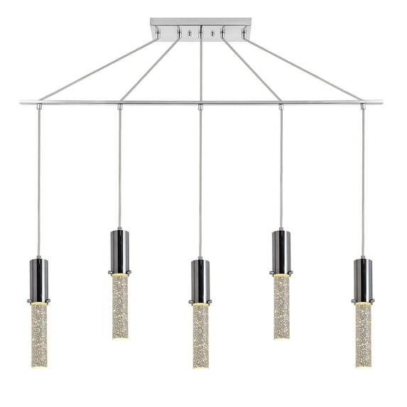 Woodbridge Lighting Pixie 5-Light Glass Linear Pendant in Chrome