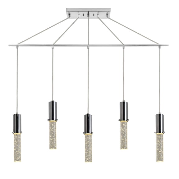 Woodbridge Lighting Pixie 5-Light Glass Linear Pendant in Chrome
