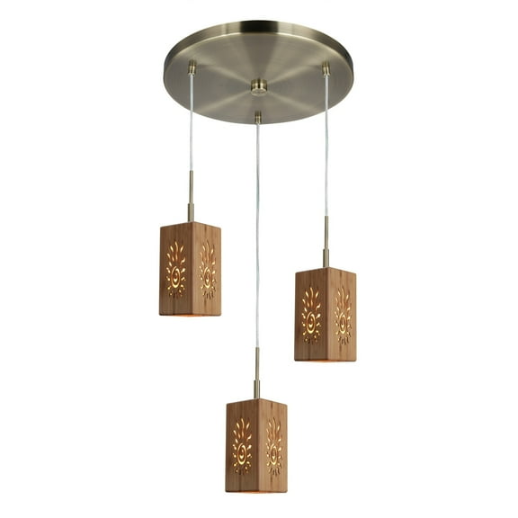 Woodbridge Lighting Radiance 3-Light Bamboo Cluster Pendant in Brass