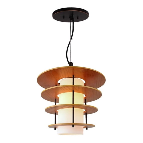 Woodbridge Lighting Ramsay Pendant Lighting in Bronze/Wood Layers