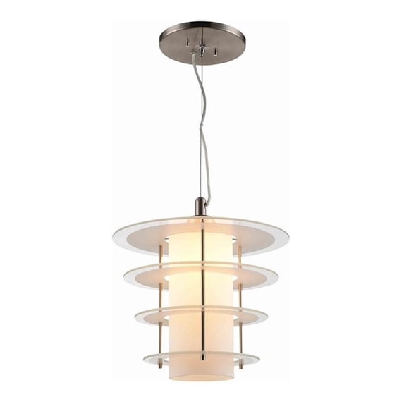 Woodbridge Lighting Ramsay Pendant Lighting in Satin Nickel/Frosted Glass Layers