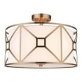 thumbnail image 1 of Woodbridge Lighting Regan Medium 3-Light Fabric Semi-Flush Mount in Brass, 1 of 2