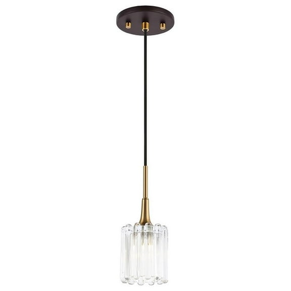 Woodbridge Lighting Regent Park 1Lt Glass Halogen G9 Pendant in Brass/Bronze