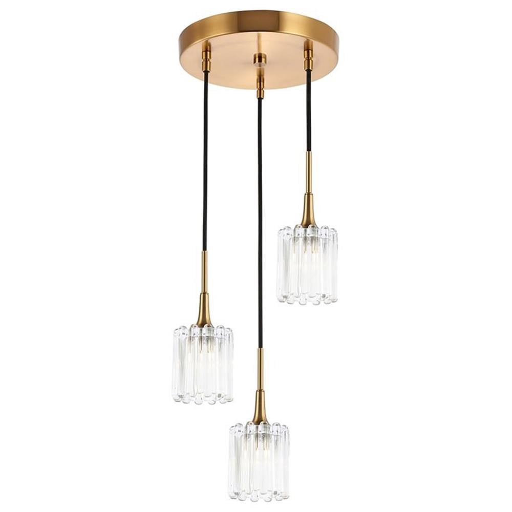 Woodbridge Lighting Regent Park 3-Light Glass Pendant in Brass