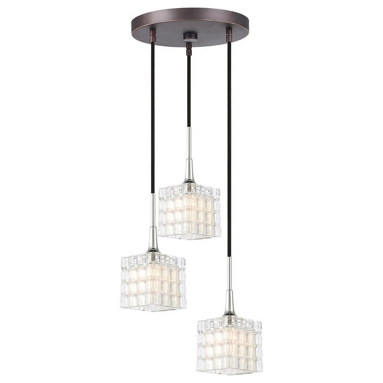 Woodbridge Lighting Regent Park 3Light Glass & Steel Pendant in Chrome