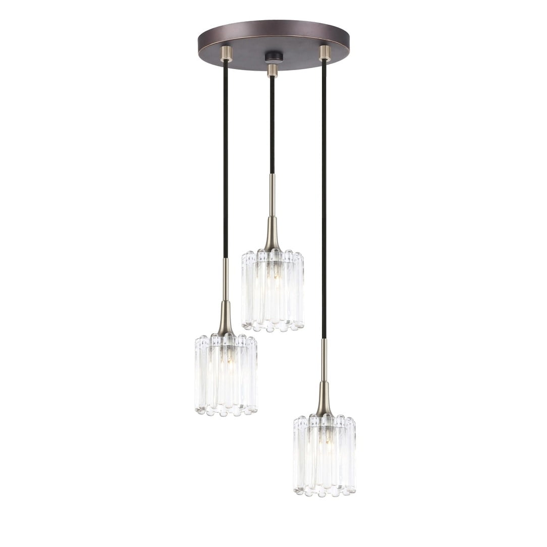 Woodbridge Lighting Regent Park 1-Light Glass Pendant in Nickel/Bronze