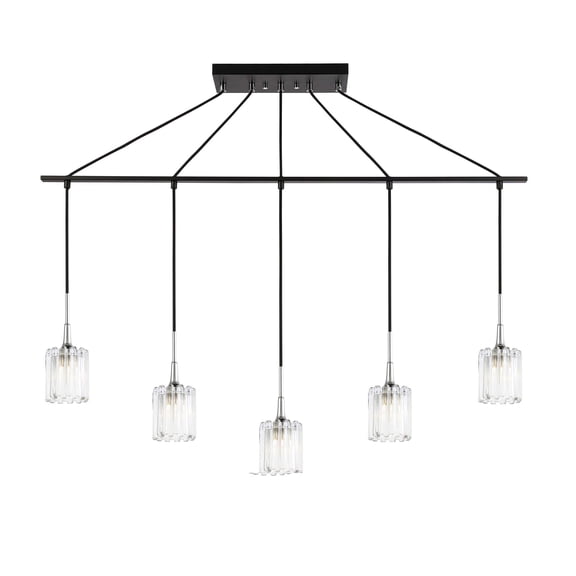 Woodbridge Lighting Regent Park 5-Light Swizzle Glass Linear Pendant in Bronze
