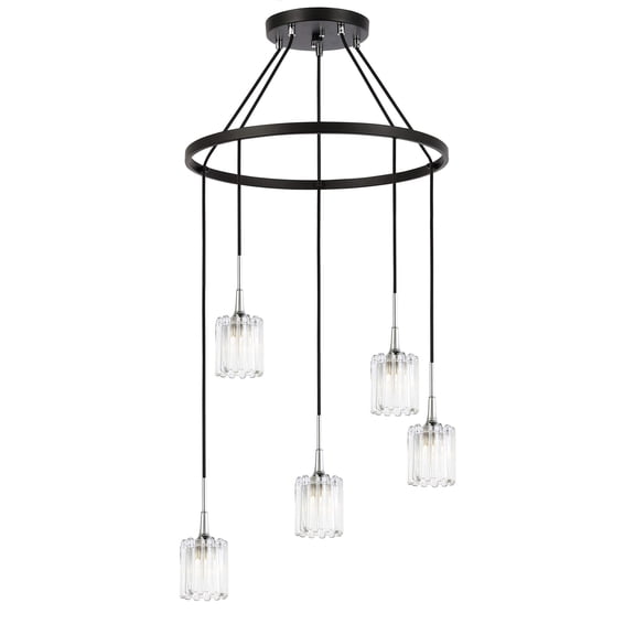 Woodbridge Lighting Regent Park 5Lt Glass Chandelier in Chrome/Bronze/Swizzle